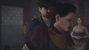 Nellie being taken by one of Owers' men