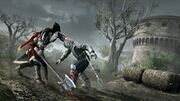 Ezio fighting in the countryside just outside Forlì