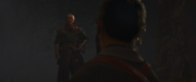 Sandayu refuting Nagato, as Naoe had obeyed his orders