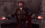 Leonardo first greeting Ezio in Rome.