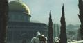 The Dome of the Rock and the al-Aqsa Mosque in the background.