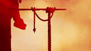 The rope holding the officer