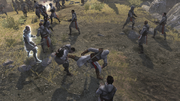 Altaïr fending off the attackers