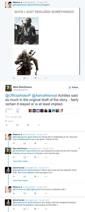 AC3 devs Connor wearing Edward robes.png