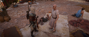 Bayek returning to Theramenes with the extract