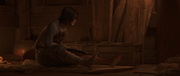 Naoe waking up in an unknown room