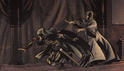 Faustinus pushing Aquilus aside