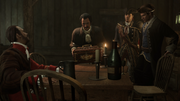 The trio return to the tavern with William Johnson's research.