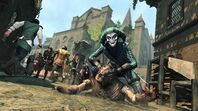 The Harlequin striking at the Executioner.
