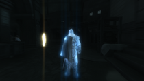 Ezio notices the thief using eagle vision.