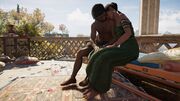 Rhoeo and her husband embracing