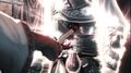 Rodrigo Borgia stabbing Ezio.