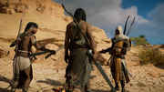 Bayek introducing himself to the rebel group