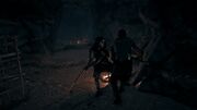 Gaspar fighting with the leader of the Followers of Ares