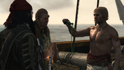 Edward showing the spoiled medicine to Thatch and Stede
