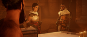 Phanos reasoning with Aya to stay in Egypt to help them rid Memphis of the Order