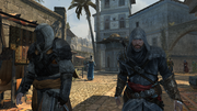 Ezio speaking with the Apprentice