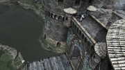 Ezio opening the city gates for Caterina and Machiavelli