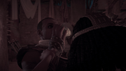 Bayek drinking from the Seer's drink.