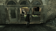 Ezio at the doctor's stall, ready to purchase medicine
