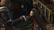 Adéwalé handing Edward a gun