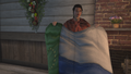Ellen presenting her flag