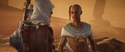 Setna speaking with Bayek.