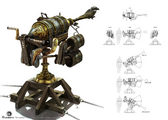 Concept art of the Greek fire cannon