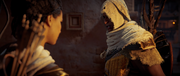 Bayek curious about the Romans interest in Alexander's tomb