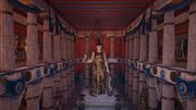 The statue of Athena Parthenos at the back hall of the temple