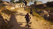 Leda leading Barnabas and Kassandra through her farm