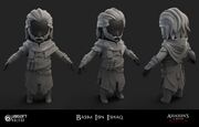 Uncolored 3D model of Basim ibn Ishaq