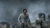 Ezio is shot by the Arquebusiers