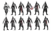 Early designs for Ratonhnhaké:ton, inspired by Altaïr