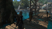 Apito and Kenway arriving the fishing village