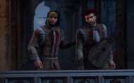 Ezio and Yusuf as minstrels.