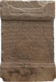 Two Latin inscriptions in stone, one engraved, the other painted, dedicated to Roman emperors and officials.