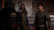 Eivor, Alfred and Goodwin discussing The Quill