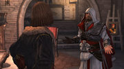 Salaì and Ezio having found no clues on the paintings