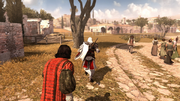 Ezio leading Copernicus to safety