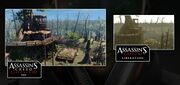 Comparison screenshots of Agaté's hut
