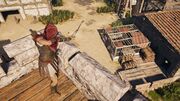 Kassandra aiming to release a trapped animal in the fort